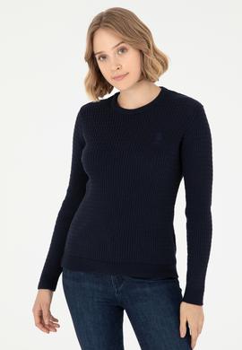 Kadın Lacivert Bisiklet Yaka Basic Kazak - 50288979062