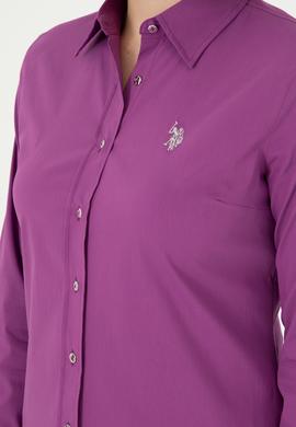 Kadın Menekşe Uzun Kollu Basic Gömlek - 50293919027