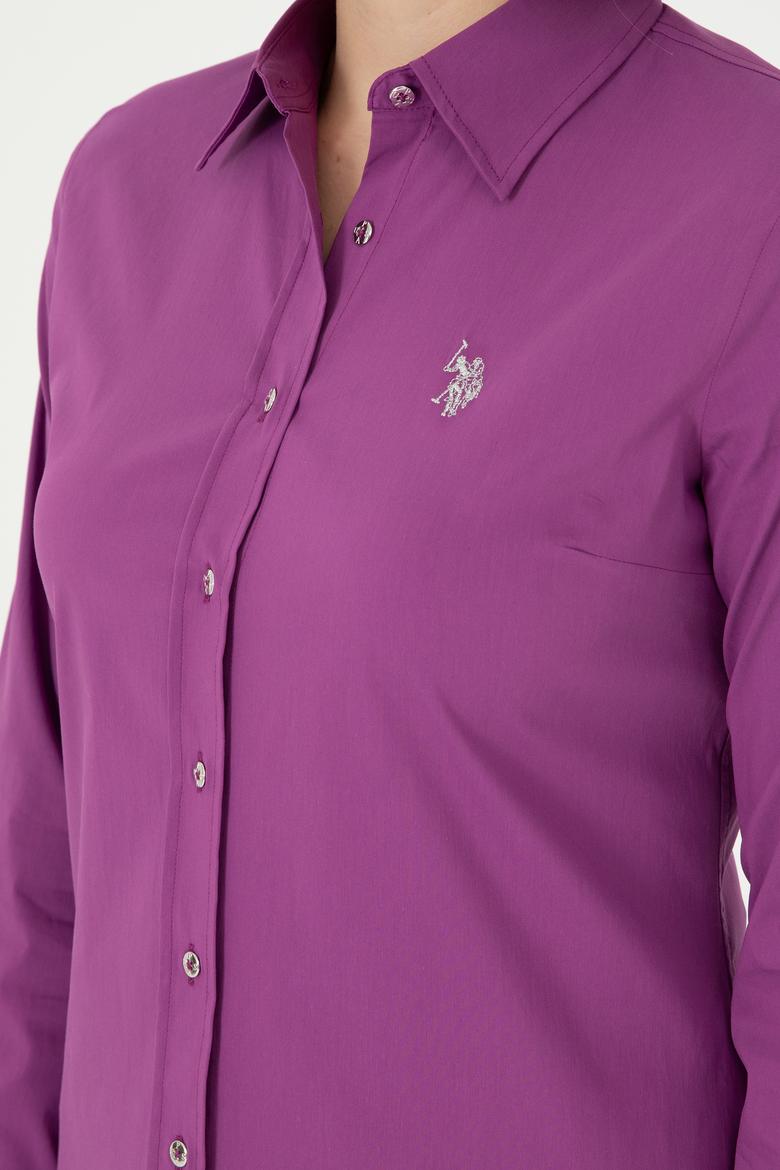 Kadın Menekşe Uzun Kollu Basic Gömlek - 50293919027