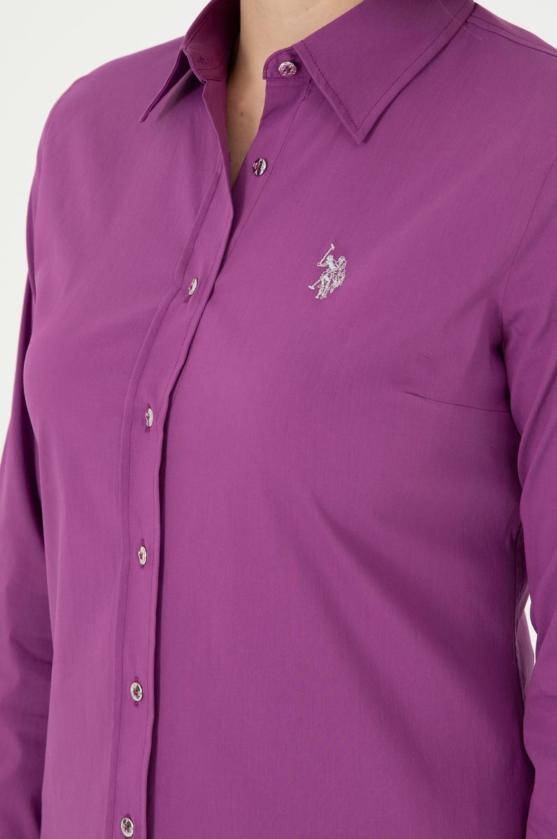 Kadın Menekşe Uzun Kollu Basic Gömlek