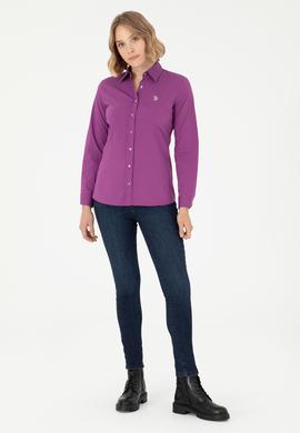 Kadın Menekşe Uzun Kollu Basic Gömlek - 50293919027