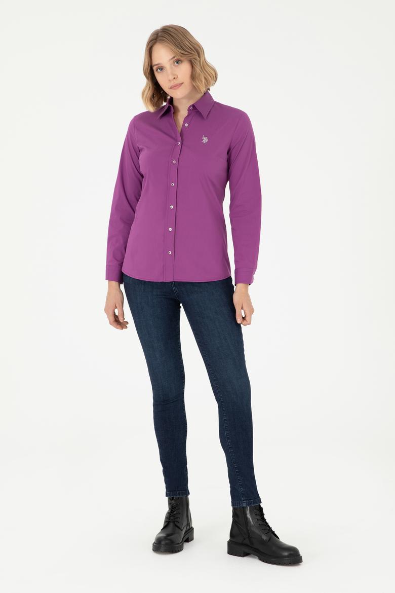 Kadın Menekşe Uzun Kollu Basic Gömlek - 50293919027