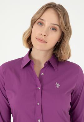 Kadın Menekşe Uzun Kollu Basic Gömlek - 50293919027