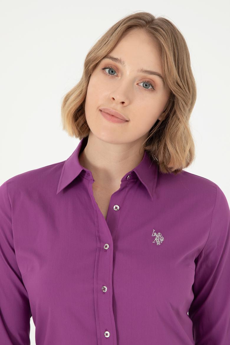 Kadın Menekşe Uzun Kollu Basic Gömlek - 50293919027