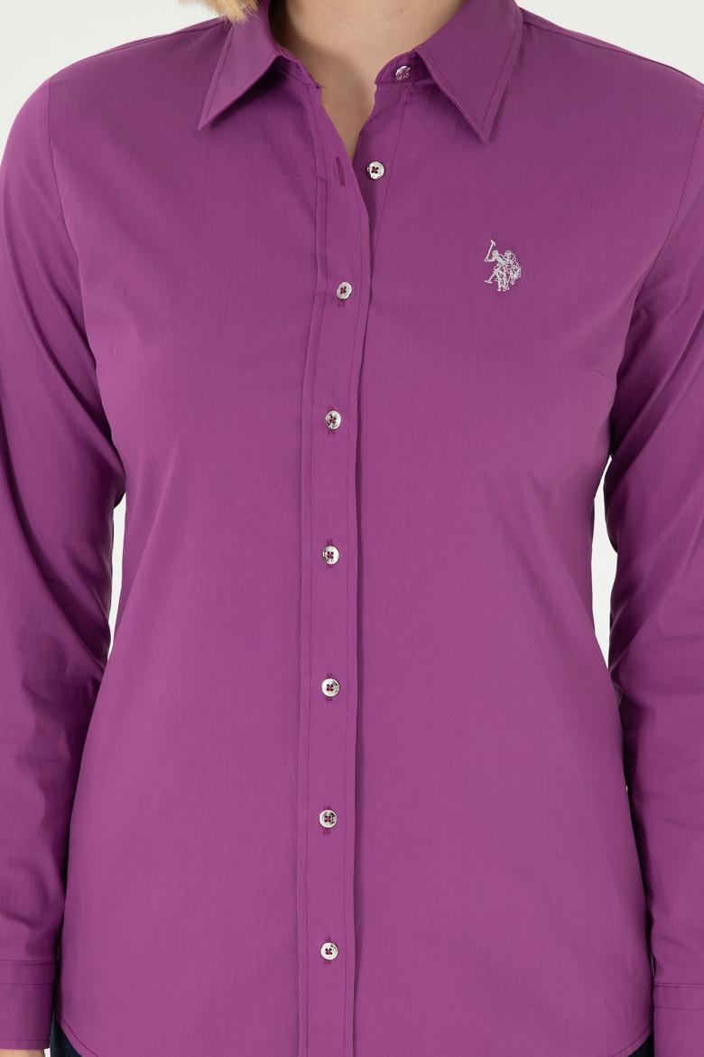 Kadın Menekşe Uzun Kollu Basic Gömlek - 50293919027