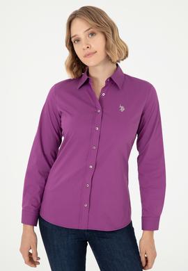 Kadın Menekşe Uzun Kollu Basic Gömlek - 50293919027