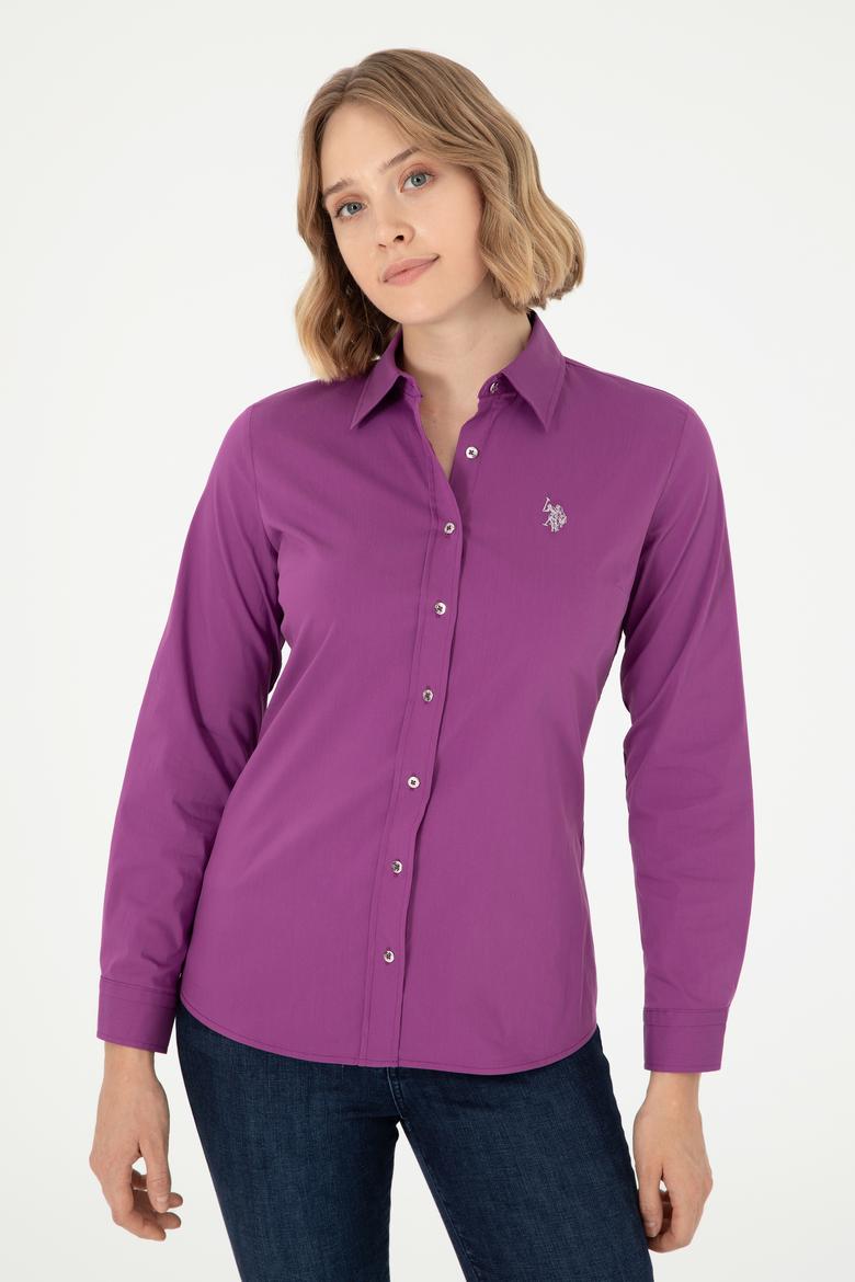 Kadın Menekşe Uzun Kollu Basic Gömlek - 50293919027