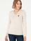 Kadın Krem Melanj V Yaka Basic Kazak