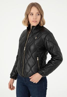 Kadın Siyah Deri Ceket - 50297262004