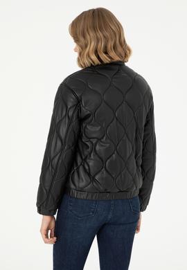 Kadın Siyah Deri Ceket - 50297262004