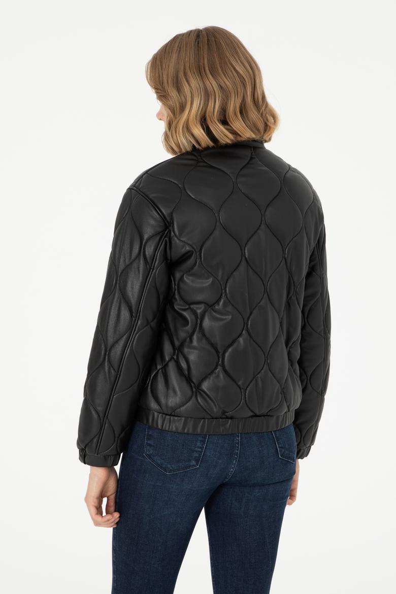 Kadın Siyah Deri Ceket - 50297262004