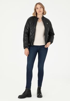 Kadın Siyah Deri Ceket - 50297262004