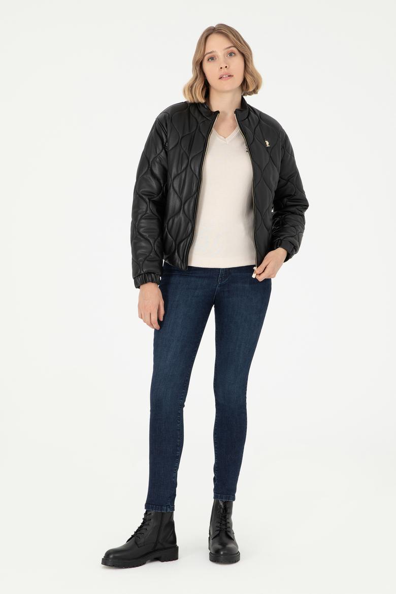 Kadın Siyah Deri Ceket - 50297262004