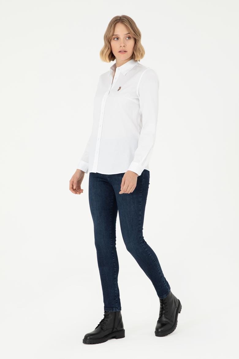 Kadın Beyaz Uzun Kollu Basic Gömlek - 50295710013