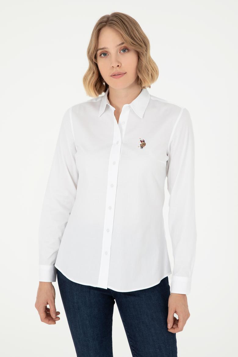 Kadın Beyaz Uzun Kollu Basic Gömlek - 50295710013