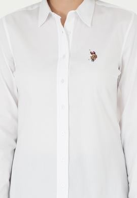 Kadın Beyaz Uzun Kollu Basic Gömlek - 50295710013