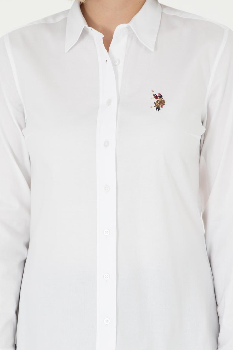 Kadın Beyaz Uzun Kollu Basic Gömlek - 50295710013