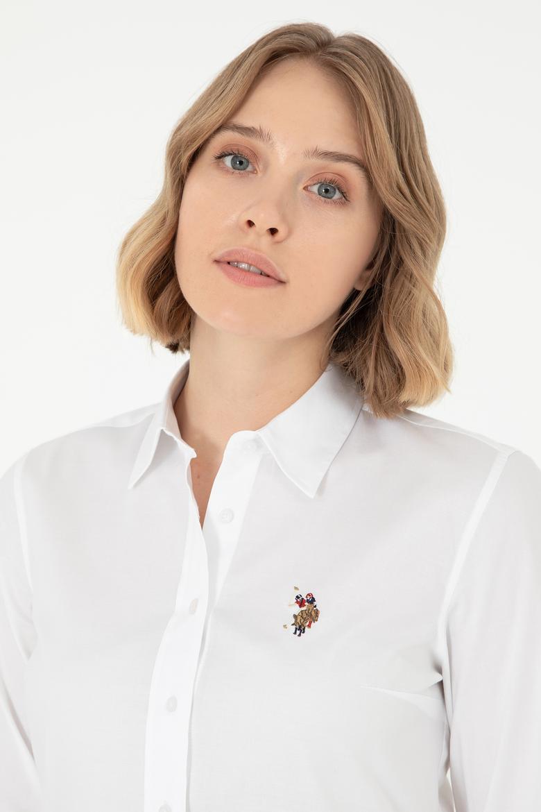 Kadın Beyaz Uzun Kollu Basic Gömlek - 50295710013