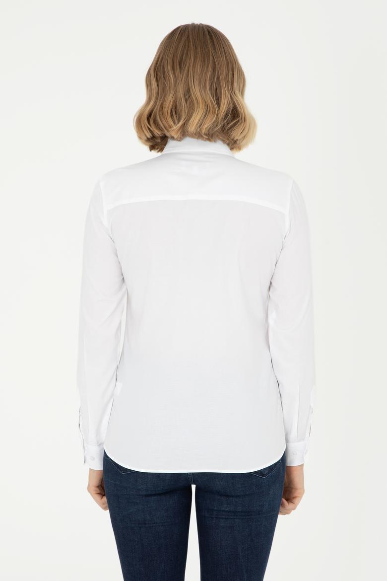 Kadın Beyaz Uzun Kollu Basic Gömlek - 50295710013