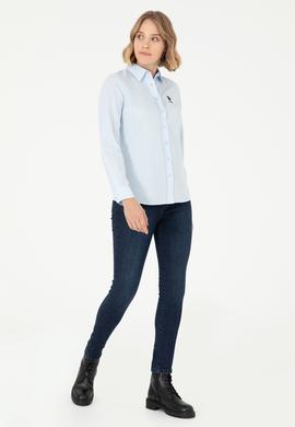 Kadın Açık Mavi Uzun Kollu Basic Gömlek - 50295711011