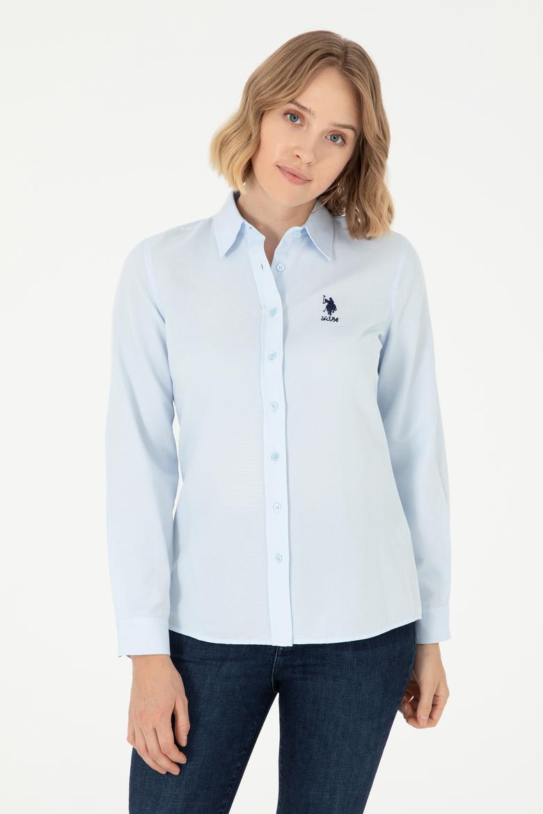 Kadın Açık Mavi Uzun Kollu Basic Gömlek