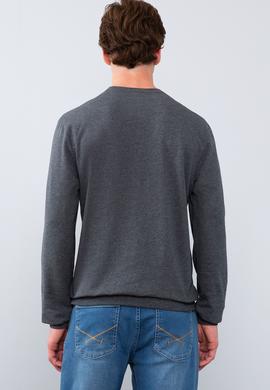 Erkek Koyu Gri Melanj Bisiklet Yaka Sweatshirt - 50215616001