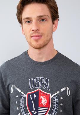 Erkek Koyu Gri Melanj Bisiklet Yaka Sweatshirt - 50215616001