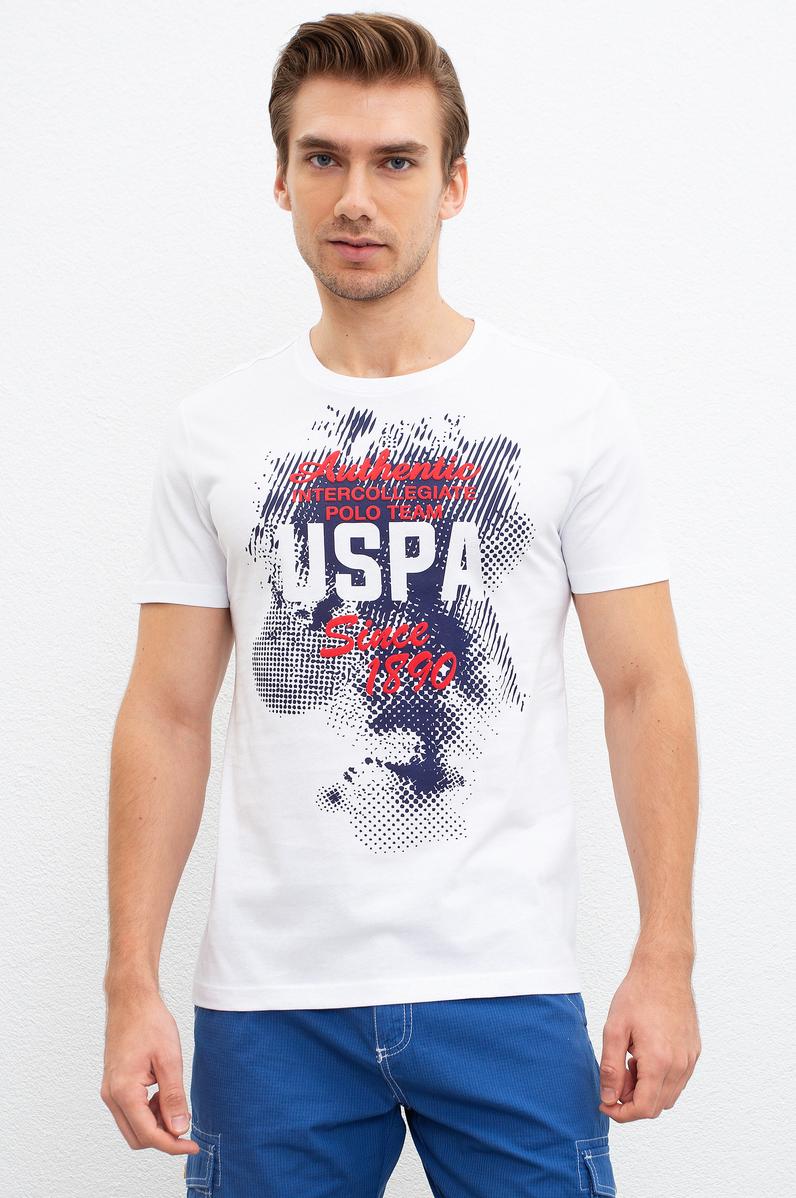 Erkek Beyaz Bisiklet Yaka T-Shirt