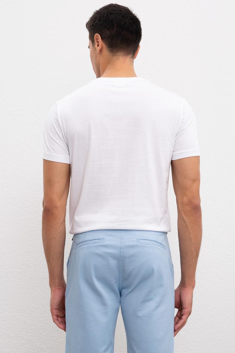 Erkek Beyaz Bisiklet Yaka T-Shirt - 50221085007