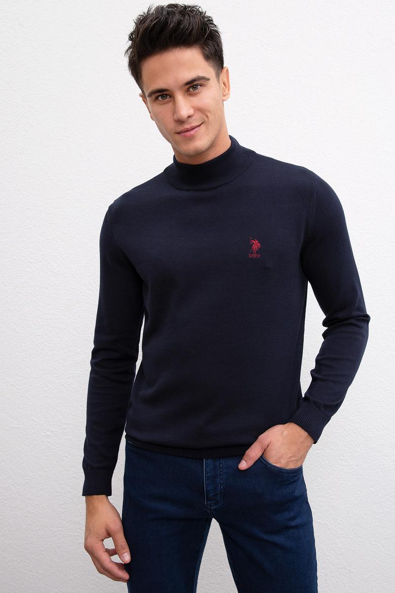 Erkek Lacivert Balıkçı Yaka Triko Kazak Basic - 50215617005