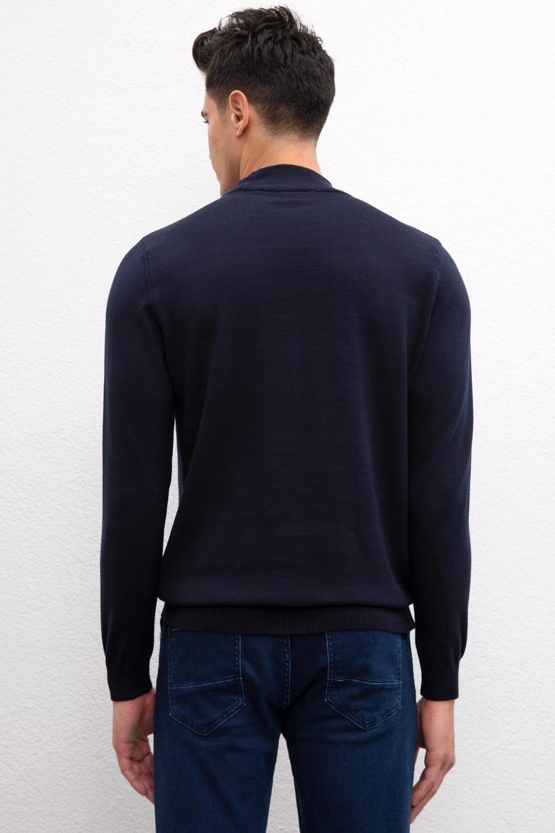 Erkek Lacivert Balıkçı Yaka Triko Kazak Basic - 50215617005