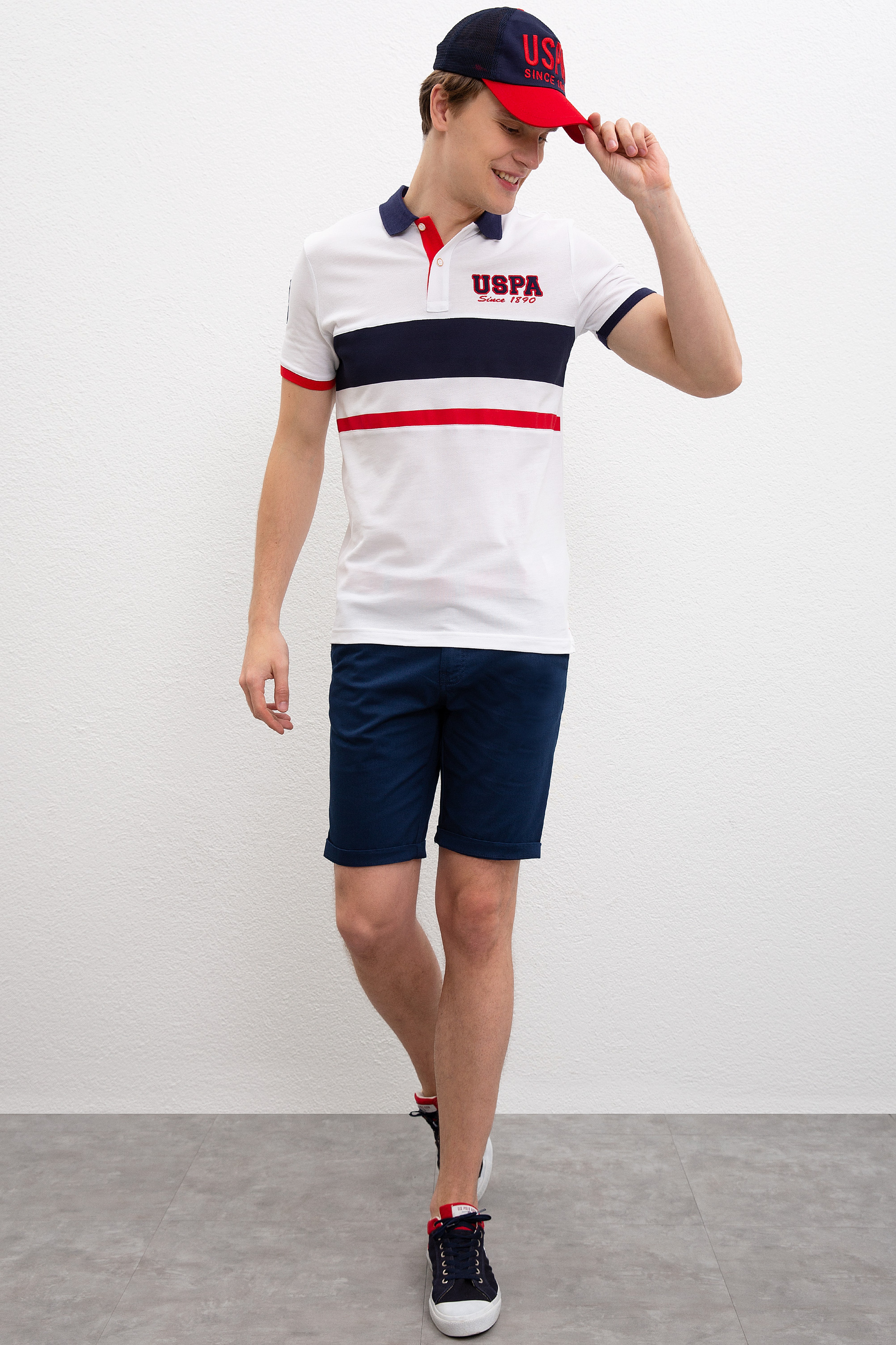 Erkek Beyaz Polo Yaka T-Shirt - Image 4