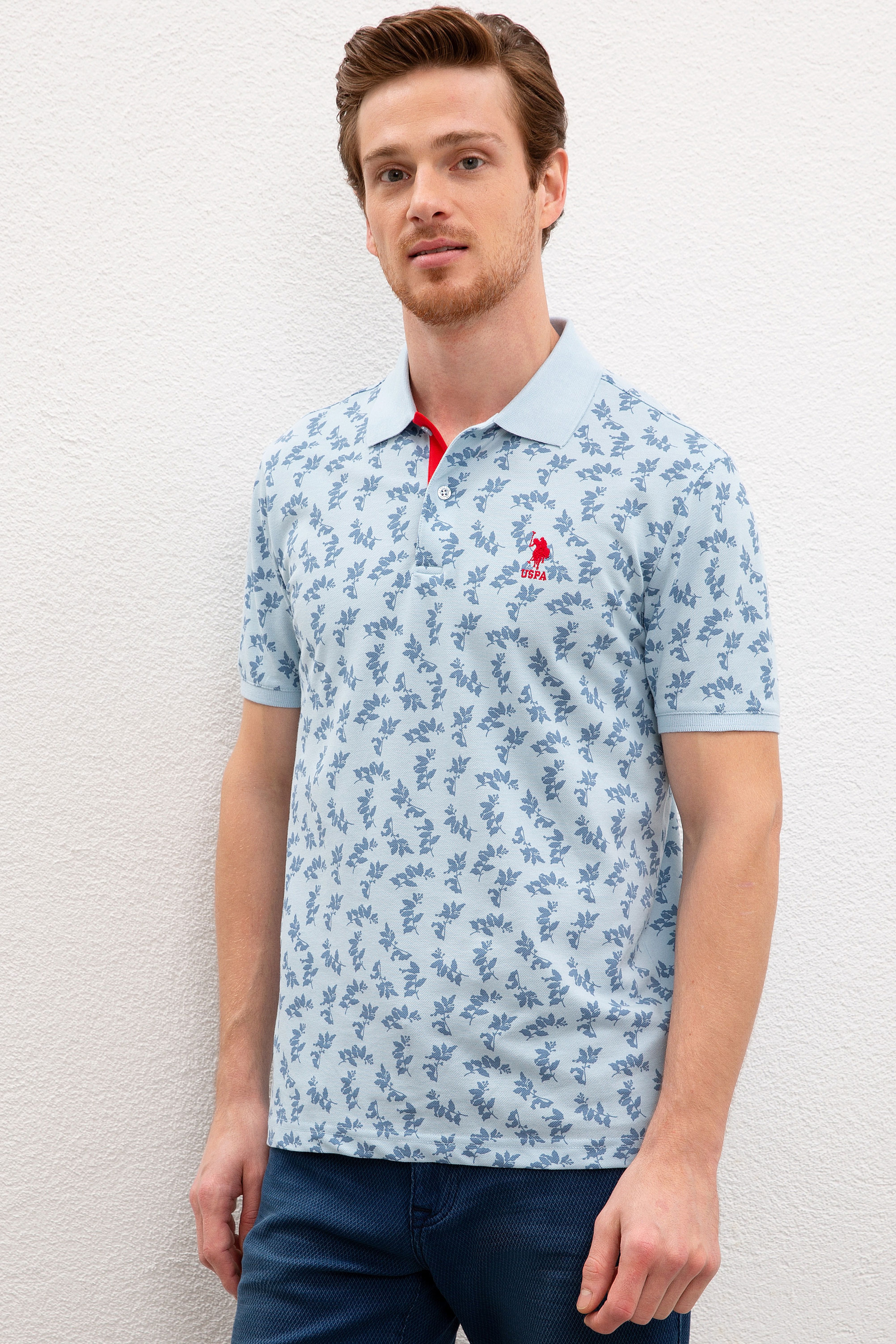 Erkek Açık İndigo Polo Yaka T-Shirt - Image 1