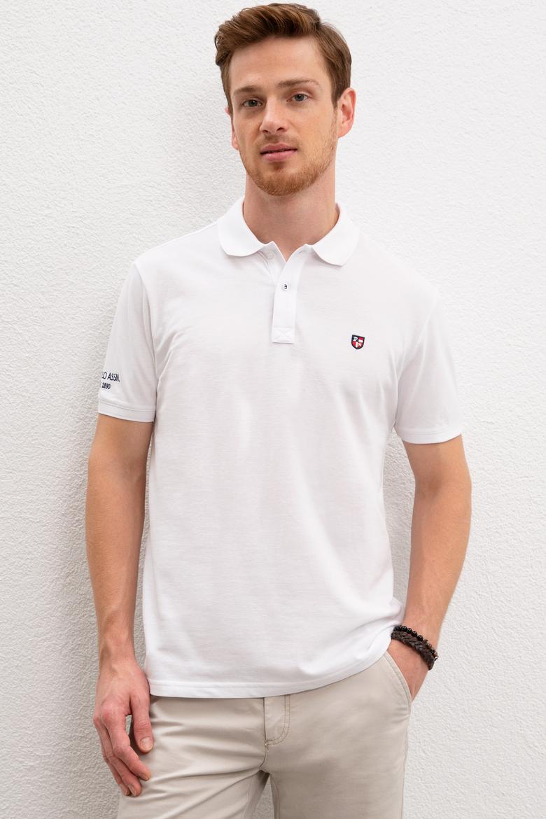 Erkek Beyaz Polo Yaka T-Shirt Basic