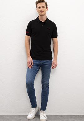 Erkek Siyah Polo Yaka T-Shirt Basic - 50218822020