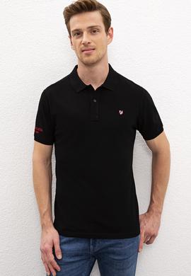 Erkek Siyah Polo Yaka T-Shirt Basic - 50218822020