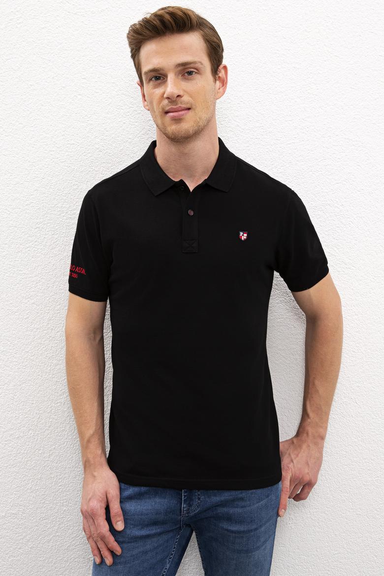 Erkek Siyah Polo Yaka T-Shirt Basic