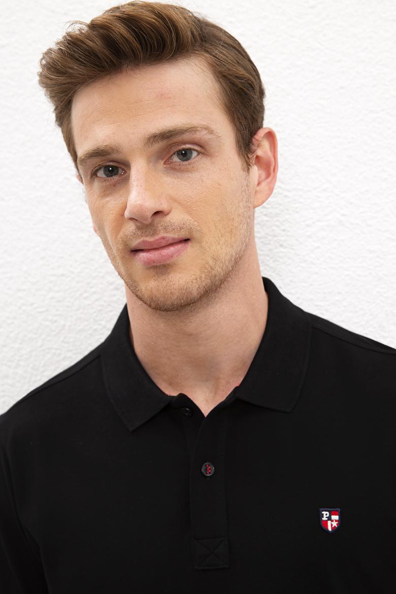 Erkek Siyah Polo Yaka T-Shirt Basic - 50218822020