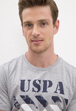 Erkek Gri Melanj Bisiklet Yaka T-Shirt - 50217798022