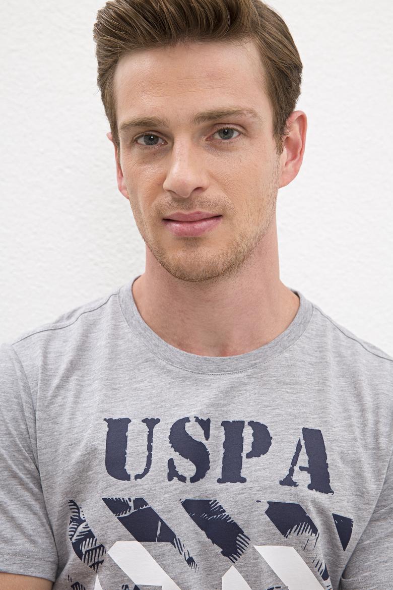 Erkek Gri Melanj Bisiklet Yaka T-Shirt - 50217798022