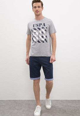 Erkek Gri Melanj Bisiklet Yaka T-Shirt - 50217798022