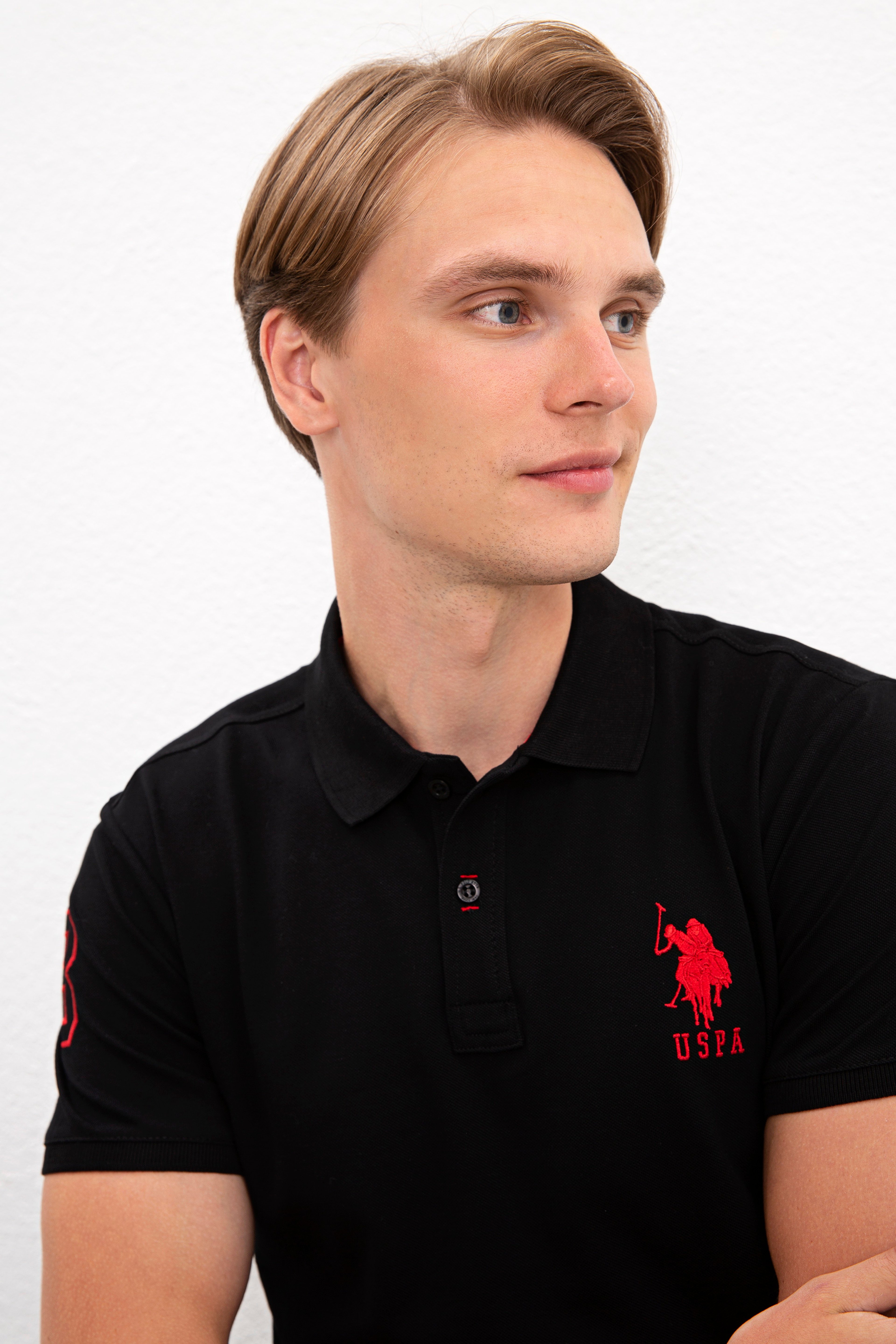 Erkek Siyah Polo Yaka T-Shirt - Image 2