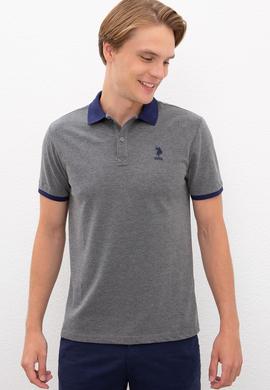 Erkek Antrasit Melanj Polo Yaka T-Shirt - 50218823057