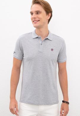 Erkek Gri Melanj Polo Yaka T-Shirt Basic - 50218822080