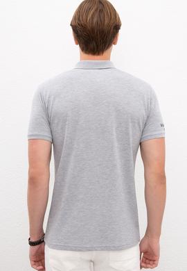 Erkek Gri Melanj Polo Yaka T-Shirt Basic - 50218822080