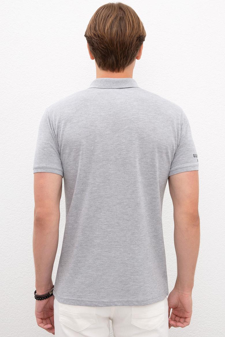 Erkek Gri Melanj Polo Yaka T-Shirt Basic - 50218822080