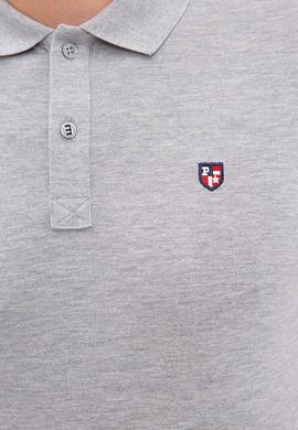 Erkek Gri Melanj Polo Yaka T-Shirt Basic - 50218822080