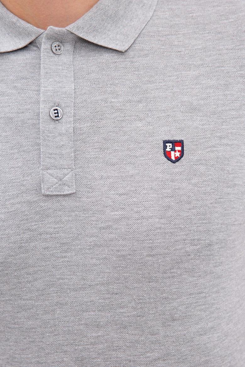 Erkek Gri Melanj Polo Yaka T-Shirt Basic - 50218822080
