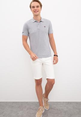 Erkek Gri Melanj Polo Yaka T-Shirt Basic - 50218822080