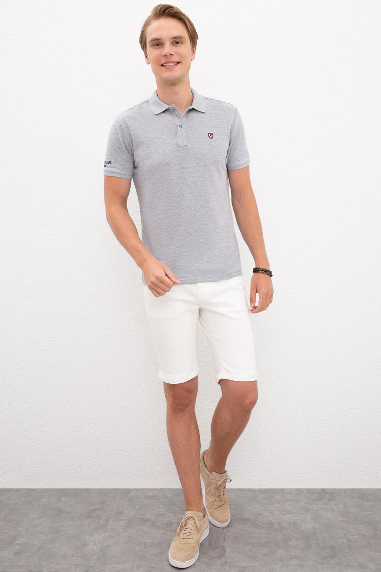 Erkek Gri Melanj Polo Yaka T-Shirt Basic - 50218822080